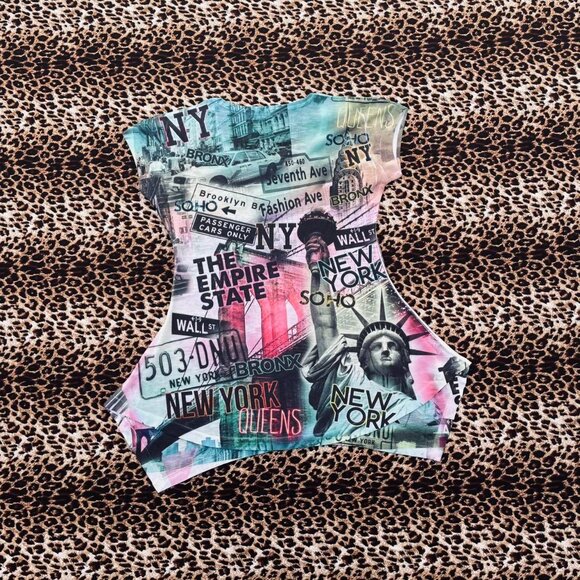 ☆ deadstock all over print abstract top ★ - Picture 3 of 7